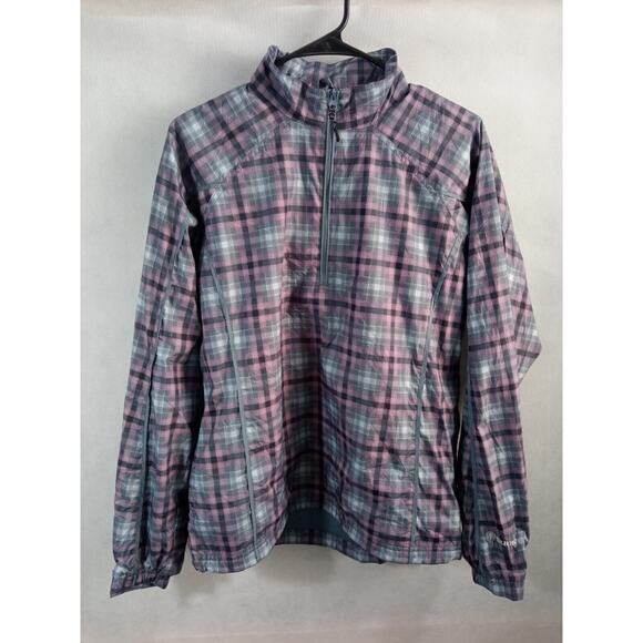 Sunice Weather Womens 1/4 Zip Pullover Windbreaker Pink Plaid Size Large - Picture 1 of 10